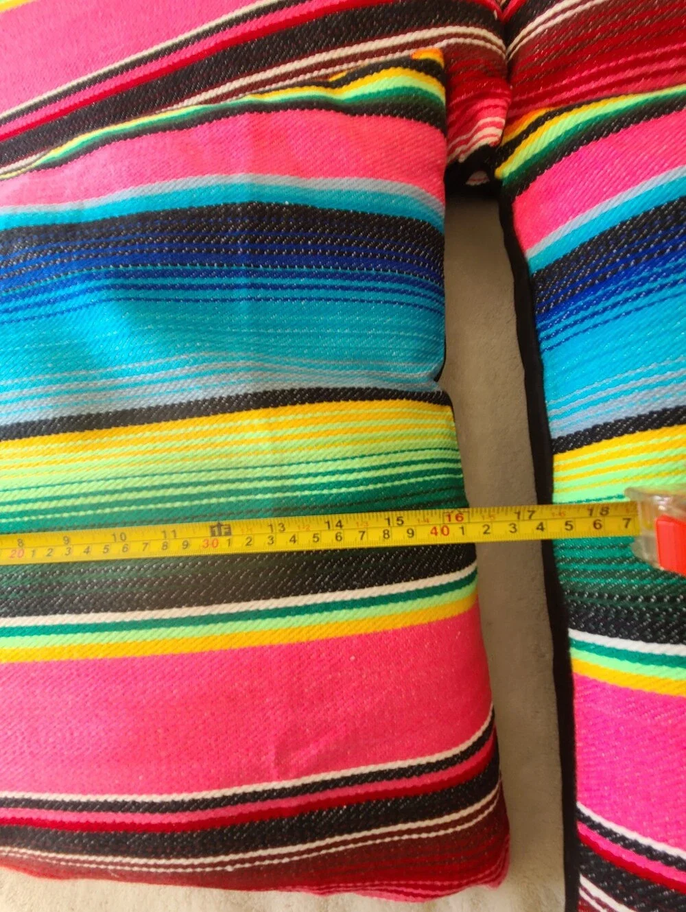 Set of 4 Multicolor Serape Pillow Cushion Bright Pink  Blue 16